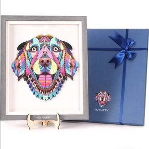 MO Happy Dog Wooden 200 Piece Wooden Jigsaw Puzzle with Frame